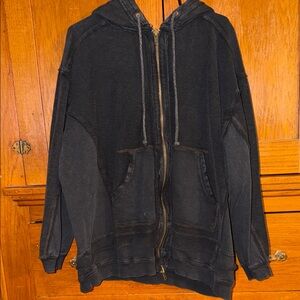 Free people Black oversized hoodie zip up jacket small